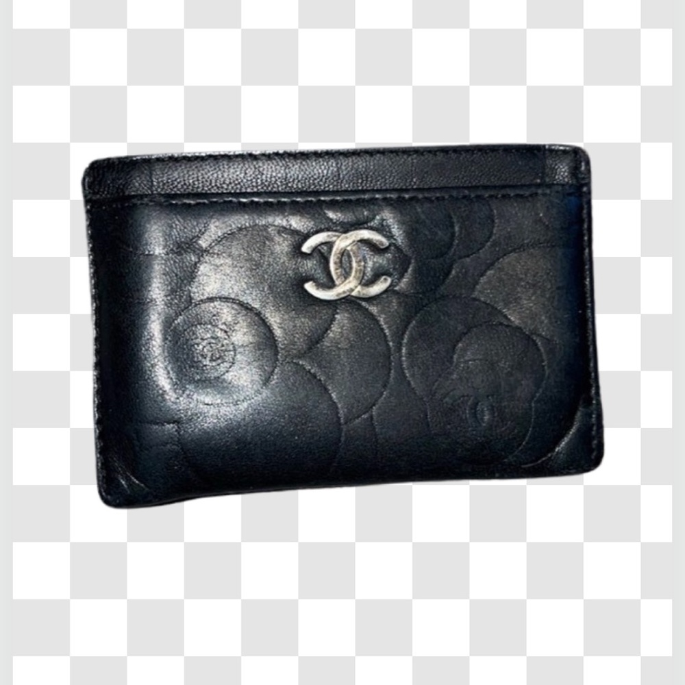 Chanel Black Camellia Embossed Lambskin Card Case. - Picture 1 of 10